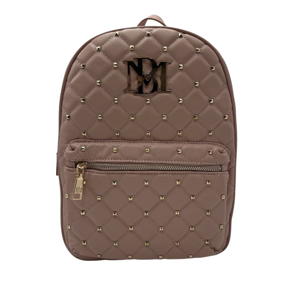 NWT Badgley‎ Mischka Blush Pink Diamond Quilted Backpack Studs Front Zipper $149